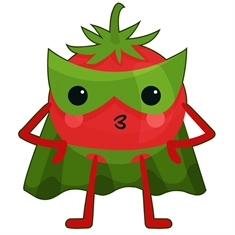Superhero Tomato Classroom Vegetable Transparent Sticker